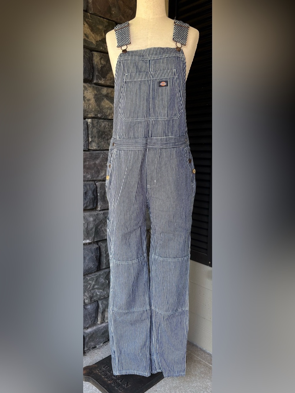 Vintage Dickies Hickory Stripe Bib Overalls Dungarees Size S